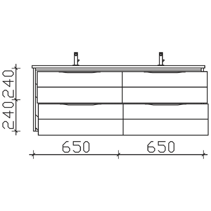 Pelipal Serie 6025 Waschtischunterschrank 130 x 46 x 48,2 cm, 4 Auszügen, Griffleiste