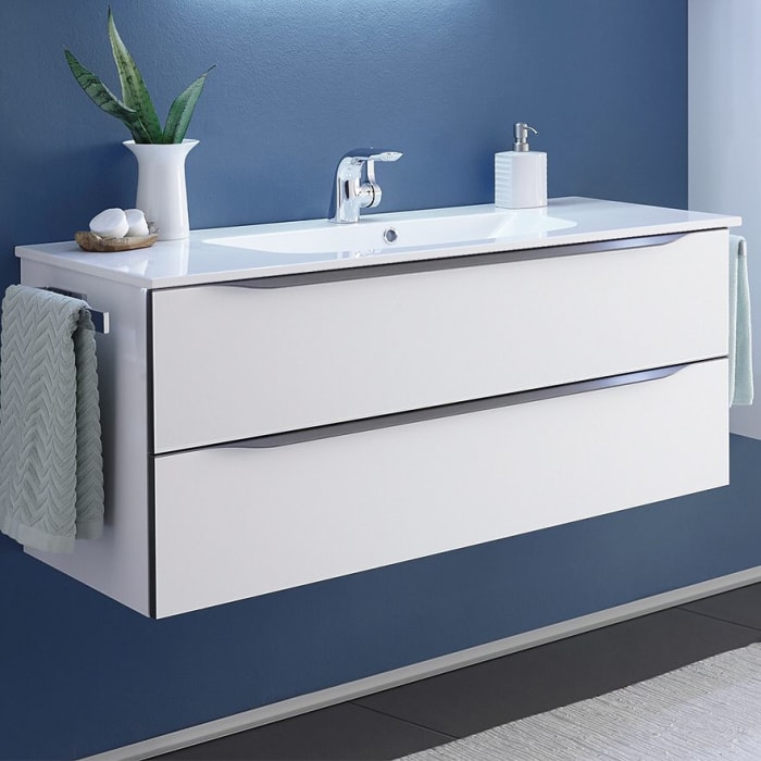 Pelipal Serie 6025 Waschtischunterschrank 115 x 46 x 48,2 cm, 2 Auszügen, Griffleiste