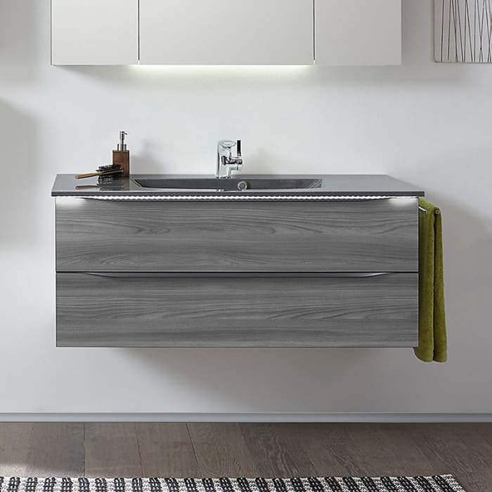 Pelipal Serie 6025 Waschtischunterschrank 115 x 46 x 48,2 cm, 2 Auszügen, Griffleiste