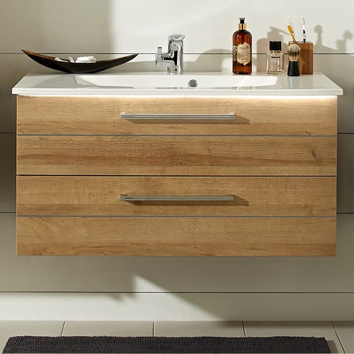 Pelipal Serie 6025 Waschtischunterschrank 115 x 46 x 48,2 cm mit 2 Auszügen, Griff R1