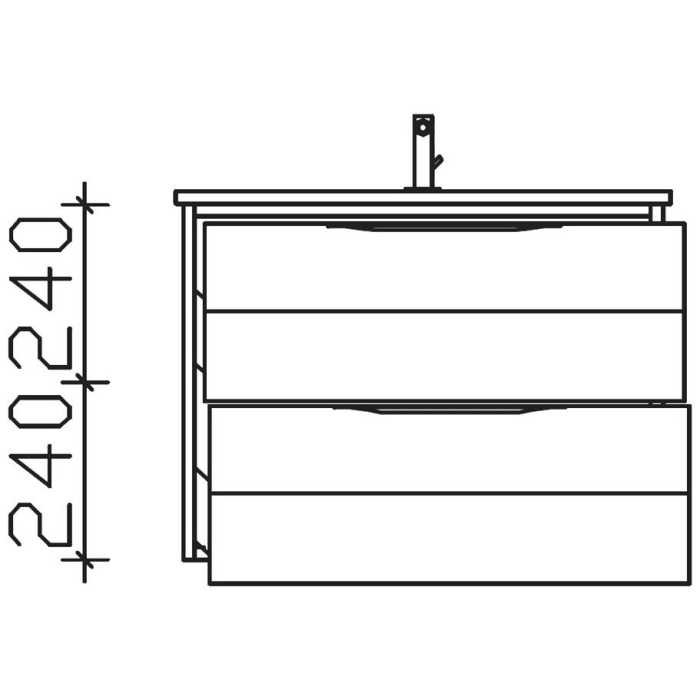 Pelipal Serie 6025 Waschtischunterschrank 65 x 46 x 48,2 cm mit 2 Auszügen, Griff R1