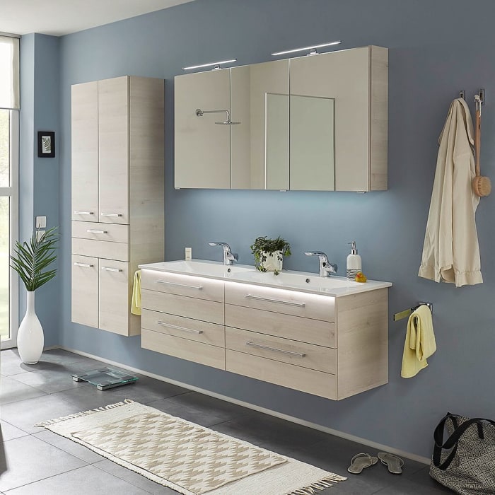 Pelipal Serie 6025 Waschtischunterschrank 130 x 46 x 48,2 cm mit 4 Auszügen, Griff R1