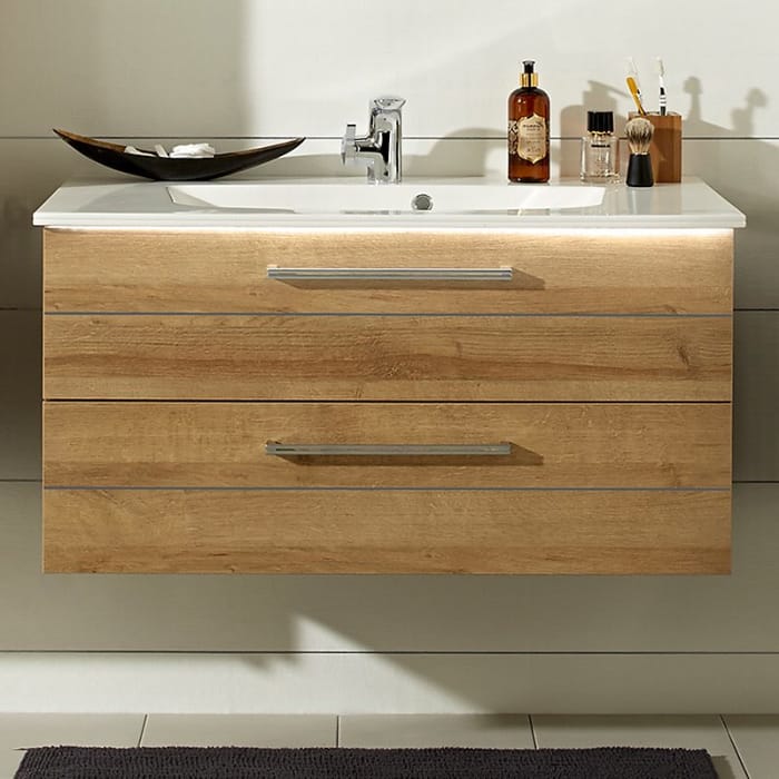 Pelipal Serie 6025 Waschtischunterschrank 95 x 46 x 48,2 cm mit 2 Auszügen, Griff R1