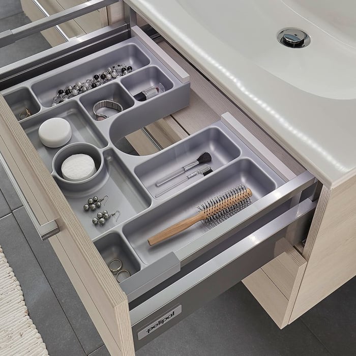 Pelipal Serie 6025 Waschtischunterschrank 65 x 46 x 48,2 cm mit 2 Auszügen, Griff R1