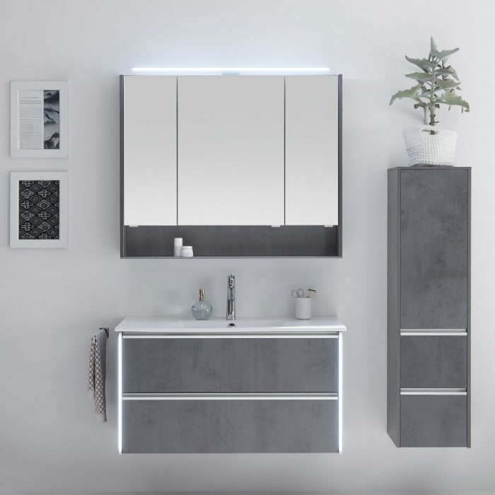 Pelipal Serie 6040 Spiegelschrank 123,2 cm mit LED Aufsatzleuchte 90 cm, offenes Fach