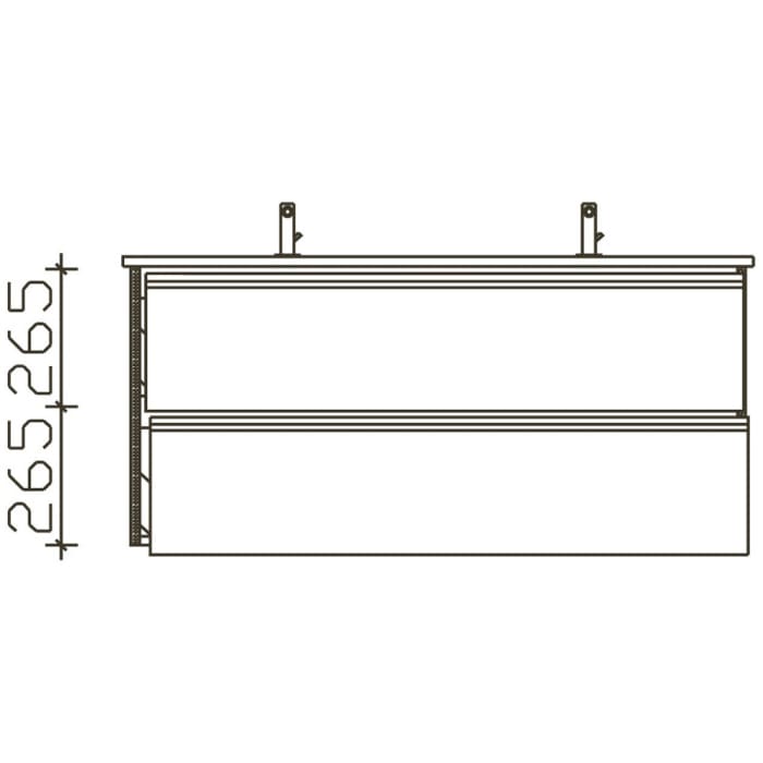 Pelipal Serie 6040 Waschtischunterschrank 118,3 cm mit 2 Auszügen, LED Profil, für Doppelwaschtisch