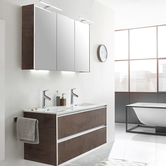 Pelipal Serie 6040 Waschtischunterschrank 118,3 cm mit 2 Auszügen, LED Profil, für Doppelwaschtisch