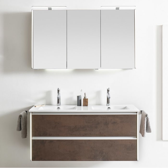 Pelipal Serie 6040 Waschtischunterschrank 118,3 cm mit 2 Auszügen, LED Profil, für Doppelwaschtisch