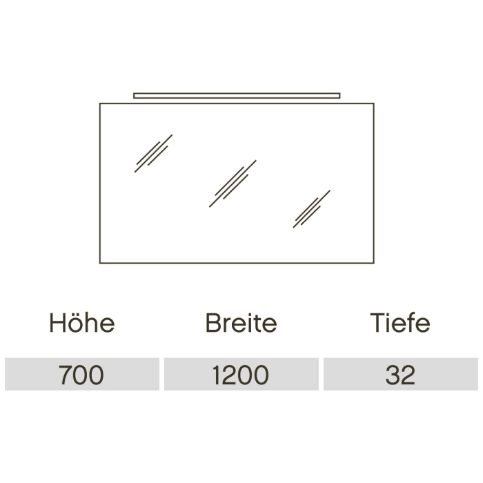 Pelipal Serie 6110 Flächenspiegel 120 cm, inkl. LED-Aufsatzleuchte