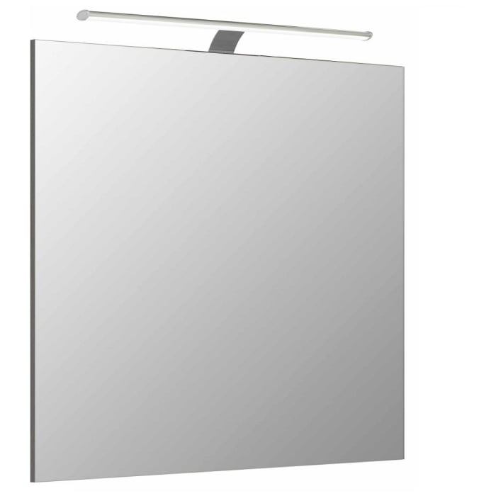 Pelipal Serie 6110 Badspiegel in Weiß Glanz mit LED-Aufsatzleuchte und Sensorschalter – 60 x 70 cm