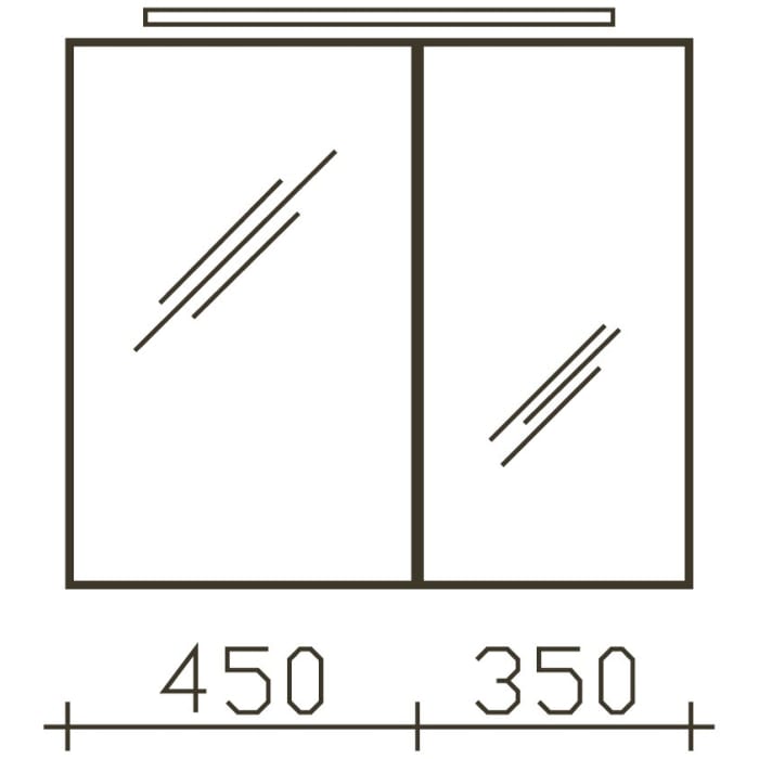 Pelipal Serie 6110 Spiegelschrank 80 cm inkl. LED-Aufsatzleuchte, Anschlag rechts