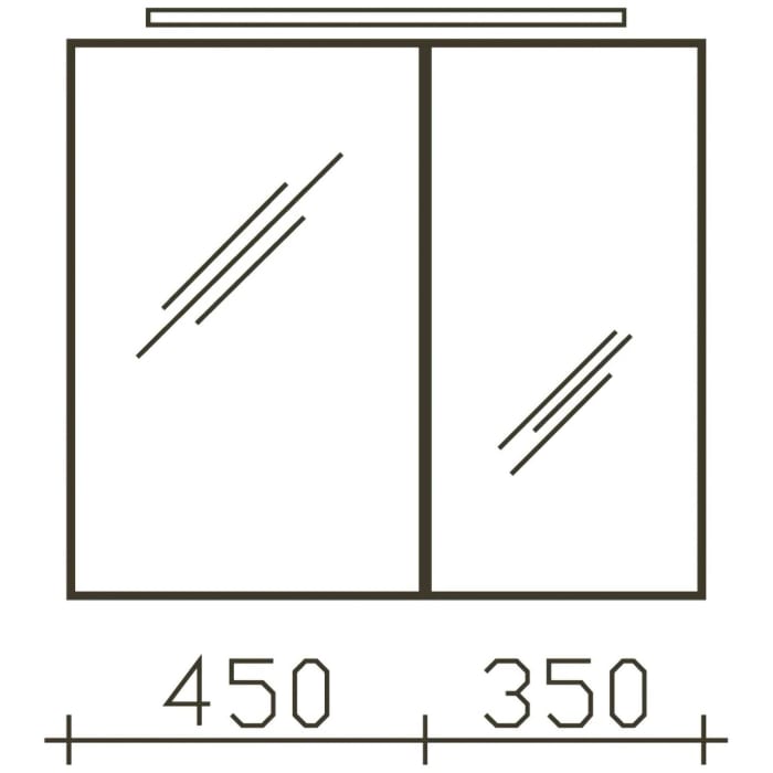 Pelipal Serie 6110 Spiegelschrank 80 cm inkl. LED-Aufsatzleuchte, Anschlag links und 2 Innenspiegel