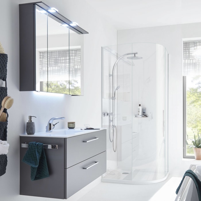 Pelipal Serie 6910 Spiegelschrank 85 cm inkl. LED-Beleuchtung im Kranz, Modul Position unten