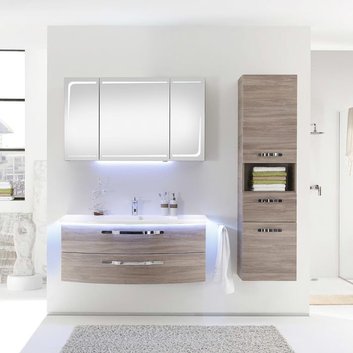 Pelipal Serie 7005 Spiegelschrank 120 x 17 x 70 cm mit Waschplatzbeleuchtung, Modul rechts außen