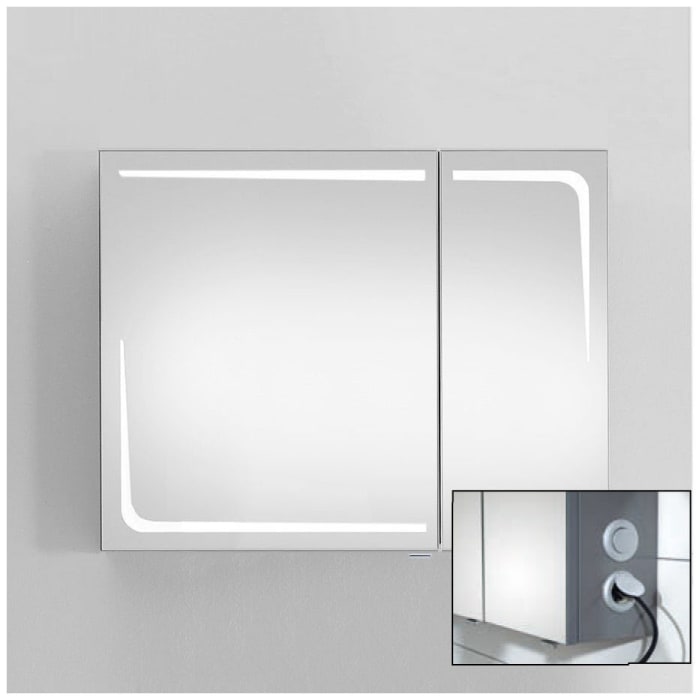 Pelipal Serie 7005 Spiegelschrank 80 x 17 x 70 cm große Tür links, Modul rechts außen