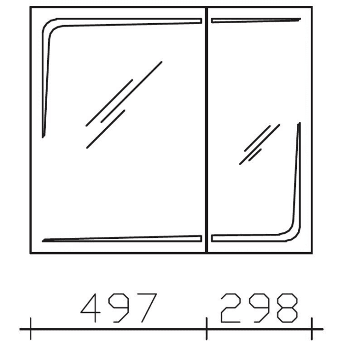 Pelipal Serie 7005 Spiegelschrank 80 x 17 x 70 cm große Tür links, Modul rechts außen