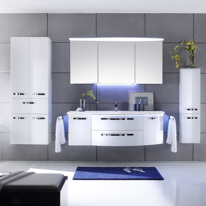 Pelipal Serie 7005 Spiegelschrank 150 x 17 x 72 cm mit LED Lichtkranz und Waschplatzbeleuchtung