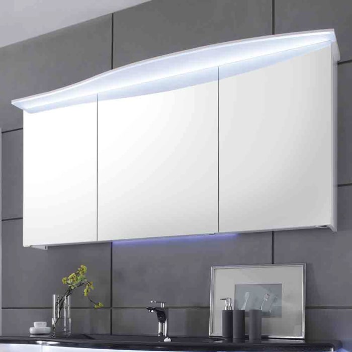 Pelipal Serie 7005 Spiegelschrank 150 x 17 x 72 cm mit LED Lichtkranz und Waschplatzbeleuchtung