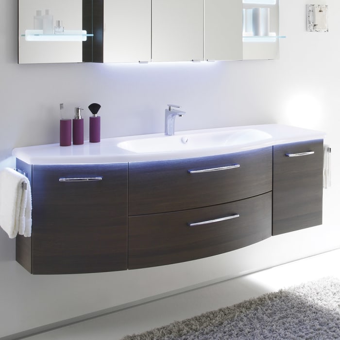 Pelipal Serie 7005 Waschtischunterschrank 150,6 x 49,8 x 48 cm mit 2 Drehtüren, 2 Auszügen, Griff T1