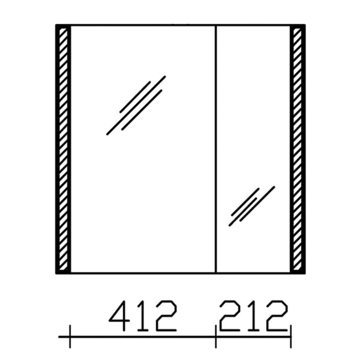 Pelipal S25 Spiegelschrank mit seitl. LED Lichtprofil 70 x 17 x 70 cm, große Tür links, Modul rechts