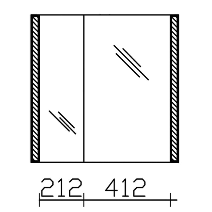Pelipal S25 Spiegelschrank mit seitl. LED Lichtprofil 70 x 17 x 70 cm, große Tür rechts, Modul unten