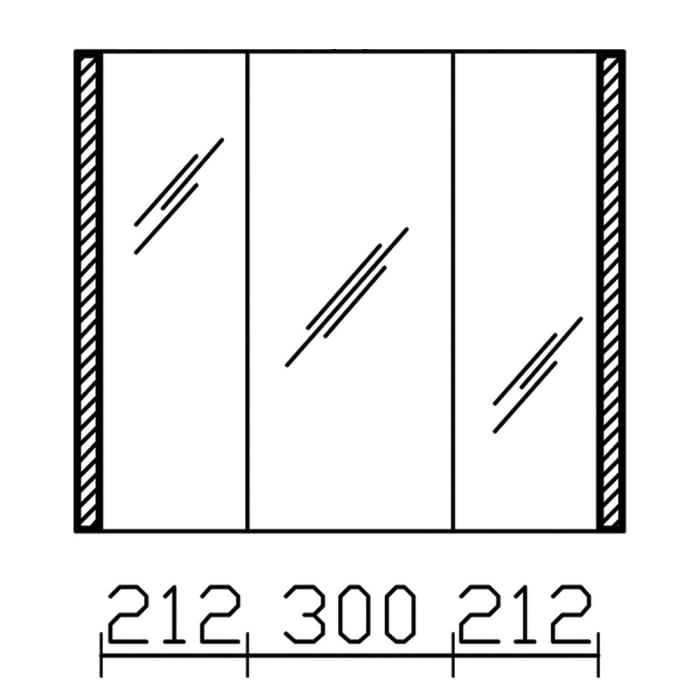 Pelipal S25 Spiegelschrank mit seitl. LED Lichtprofil 80 x 17 x 70 cm, Modul unten