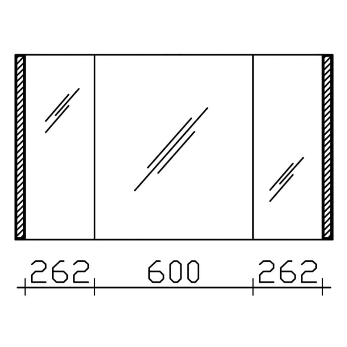 Pelipal S25 Spiegelschrank mit seitl. LED Lichtprofil 120 x 17 x 70 cm, Modul links außen