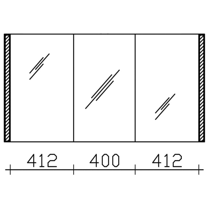 Pelipal S25 Spiegelschrank mit seitl. LED Lichtprofil 130 x 17 x 70 cm, Modul unten