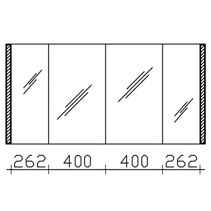 Pelipal S25 Spiegelschrank mit seitl. LED Lichtprofil 140 x 17 x 70 cm, 2 Module unten