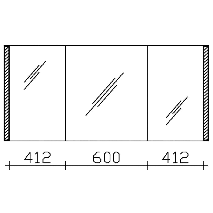 Pelipal S25 Spiegelschrank mit seitl. LED Lichtprofil 150 x 17 x 70 cm, Modul rechts außen