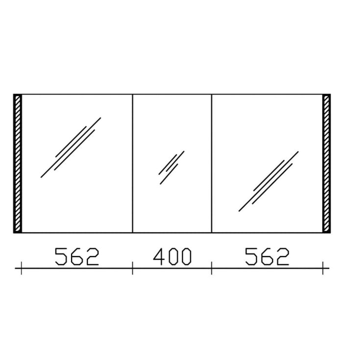 Pelipal S25 Spiegelschrank mit seitl. LED Lichtprofil 160 x 17 x 70 cm, 2 Module außen