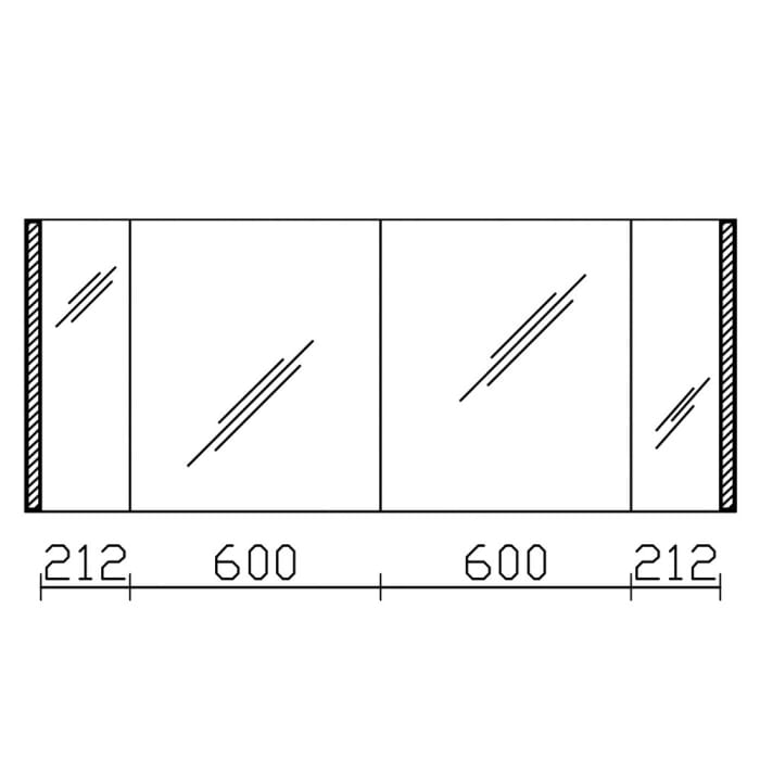 Pelipal S25 Spiegelschrank mit seitl. LED Lichtprofil 170 x 17 x 70 cm, 2 Module unten