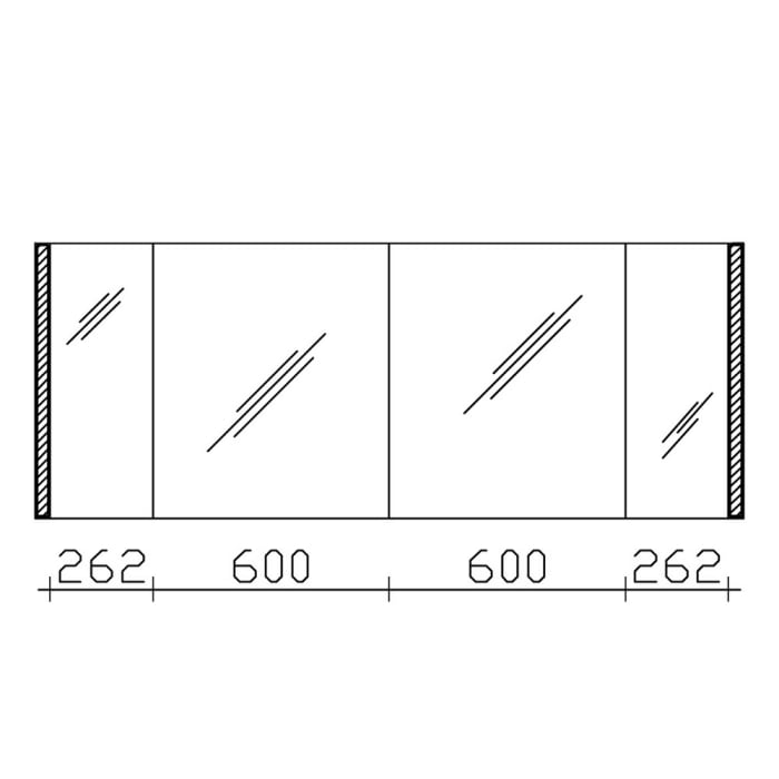 Pelipal S25 Spiegelschrank mit seitl. LED Lichtprofil 180 x 17 x 70 cm, 2 Module unten