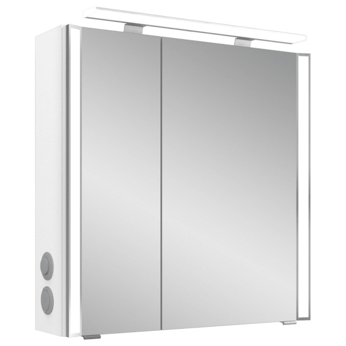 Pelipal S26 Spiegelschrank mit seitl. LED Lichtprofil 70 x 17 x 70 cm große Tür rechts, Modul links