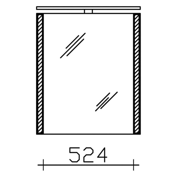 Pelipal S26 Spiegelschrank mit seitl. LED Lichtprofil 60 x 17 x 70 cm Anschlag rechts, Modul unten