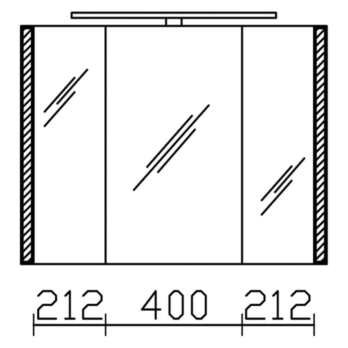Pelipal S26 Spiegelschrank mit seitl. LED Lichtprofil 90 x 17 x 70 cm, Modul rechts außen