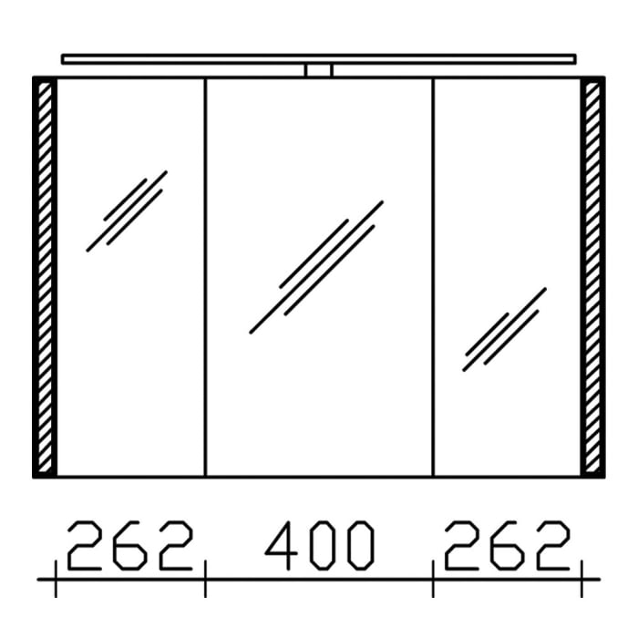 Pelipal S26 Spiegelschrank mit seitl. LED Lichtprofil 100 x 17 x 70 cm, Modul unten