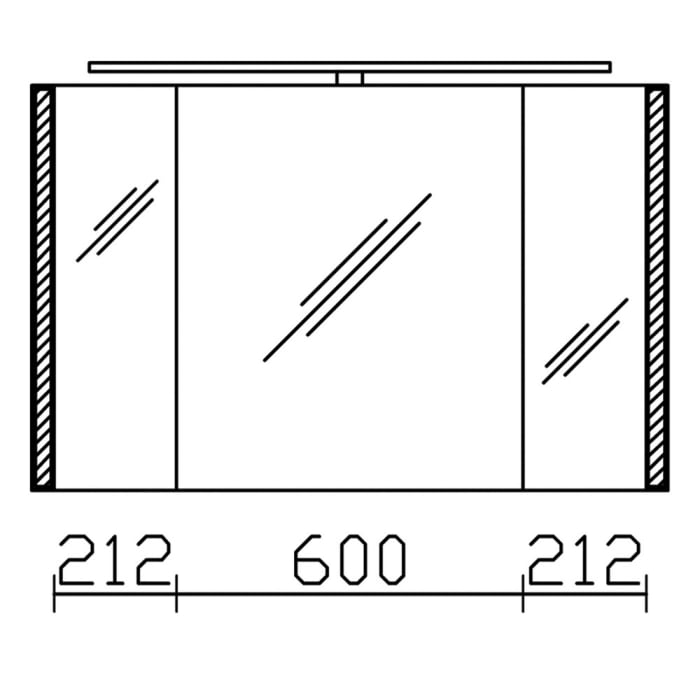 Pelipal S26 Spiegelschrank mit seitl. LED Lichtprofil 110 x 17 x 70 cm, Modul links außen