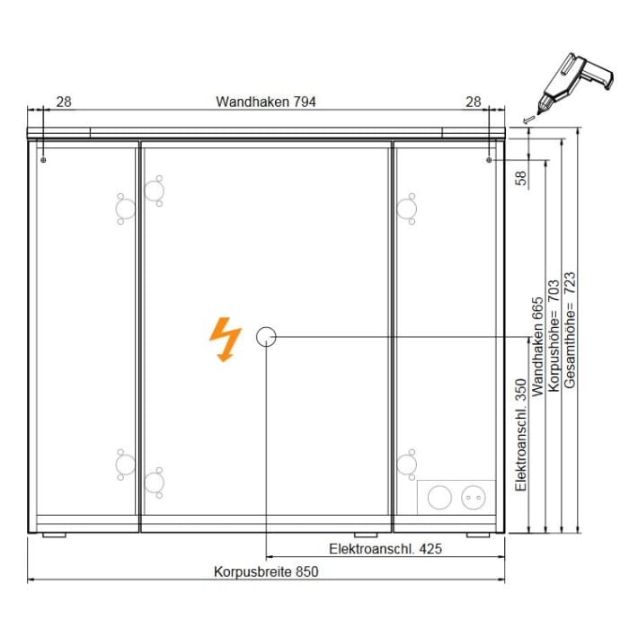 Pelipal Balto Spiegelschrank 85,2 cm mit LED-Kranzbeleuchtung