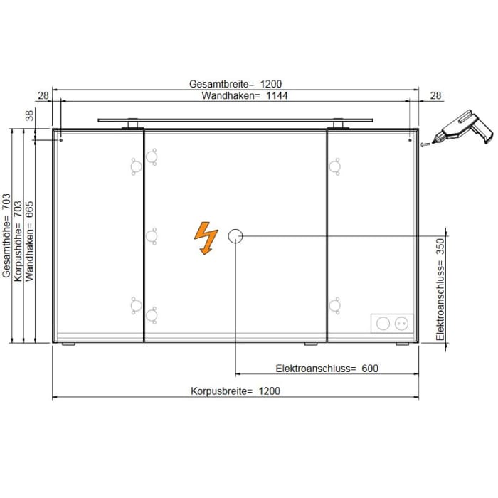 Pelipal Serie 6005 Spiegelschrank 120 cm mit LED-Aufsatzleuchte