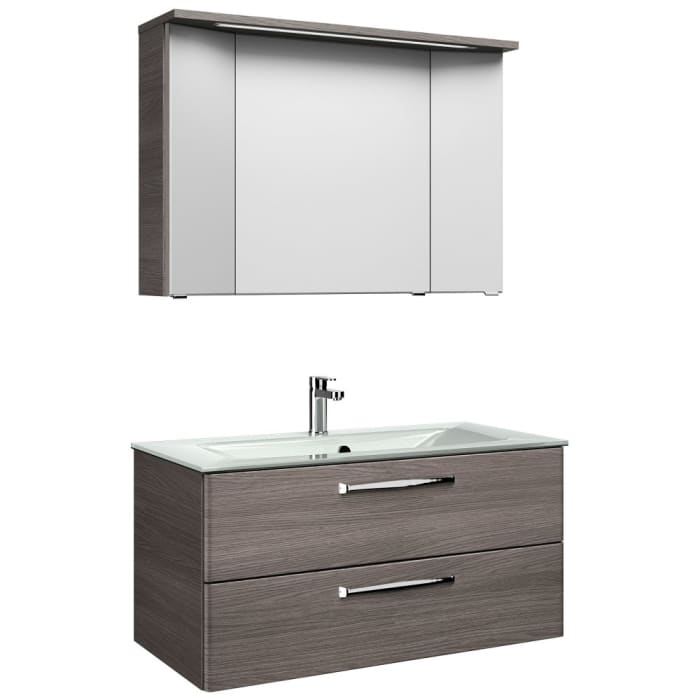 Pelipal Trentino Möbelkombination mit Glaswaschtisch 107 cm, SPS 3D