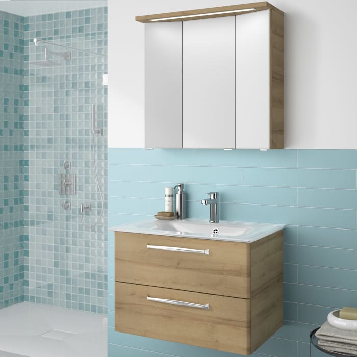 Pelipal Trentino Möbelkombination mit Glaswaschtisch 77 cm, SPS 3D