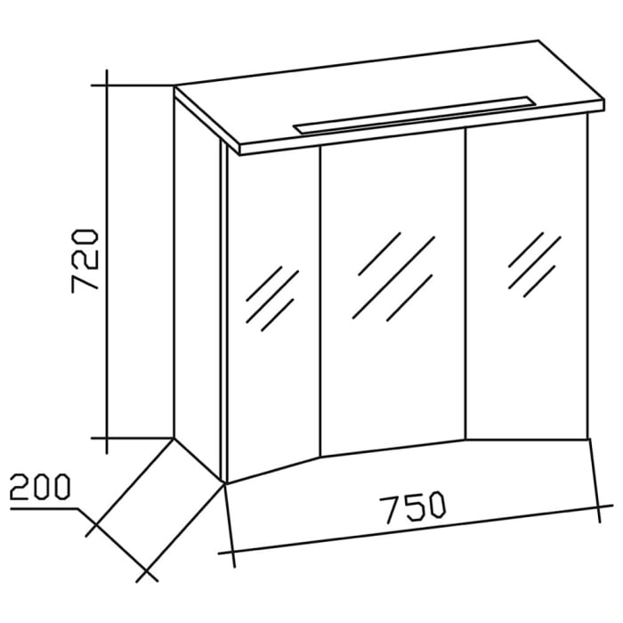 Pelipal Trentino Möbelkombination mit Glaswaschtisch 77 cm, SPS 3D