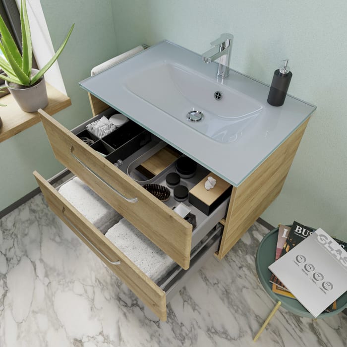 Pelipal Trentino Möbelkombination mit Glaswaschtisch 77 cm, SPS 3D