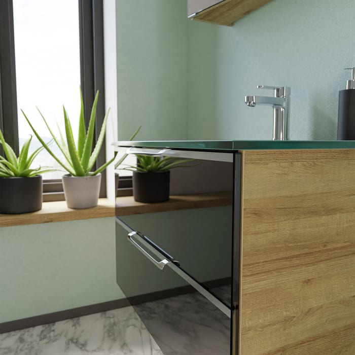 Pelipal Trentino Möbelkombination mit Glaswaschtisch 77 cm, SPS 3D