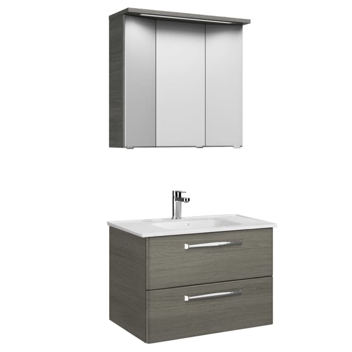 Pelipal Trentino Möbelkombination mit Keramikwaschtisch 78 cm, SPS 3D mit LED Leuchte im Kranzboden