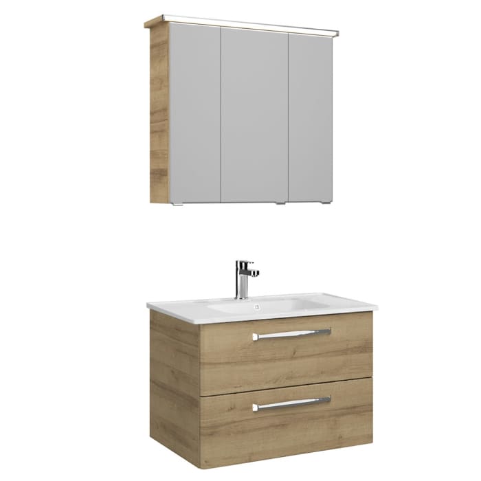 Pelipal Trentino Möbelkombination mit Keramikwaschtisch 78 cm, SPS mit LED Profil