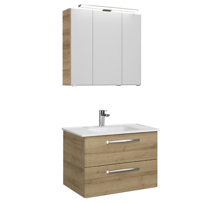 Pelipal Trentino Möbelkombination mit Keramikwaschtisch 78 cm, SPS mit LED Aufbauleuchte