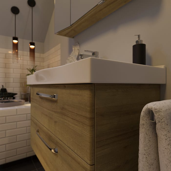 Pelipal Trentino Möbelkombination mit Keramikwaschtisch 92 cm, SPS mit LED Profil