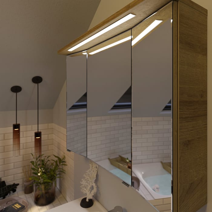 Pelipal Trentino Möbelkombination mit Keramikwaschtisch 92 cm, SPS 3D mit LED Leuchte im Kranzboden